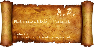 Matriszottó Patrik névjegykártya